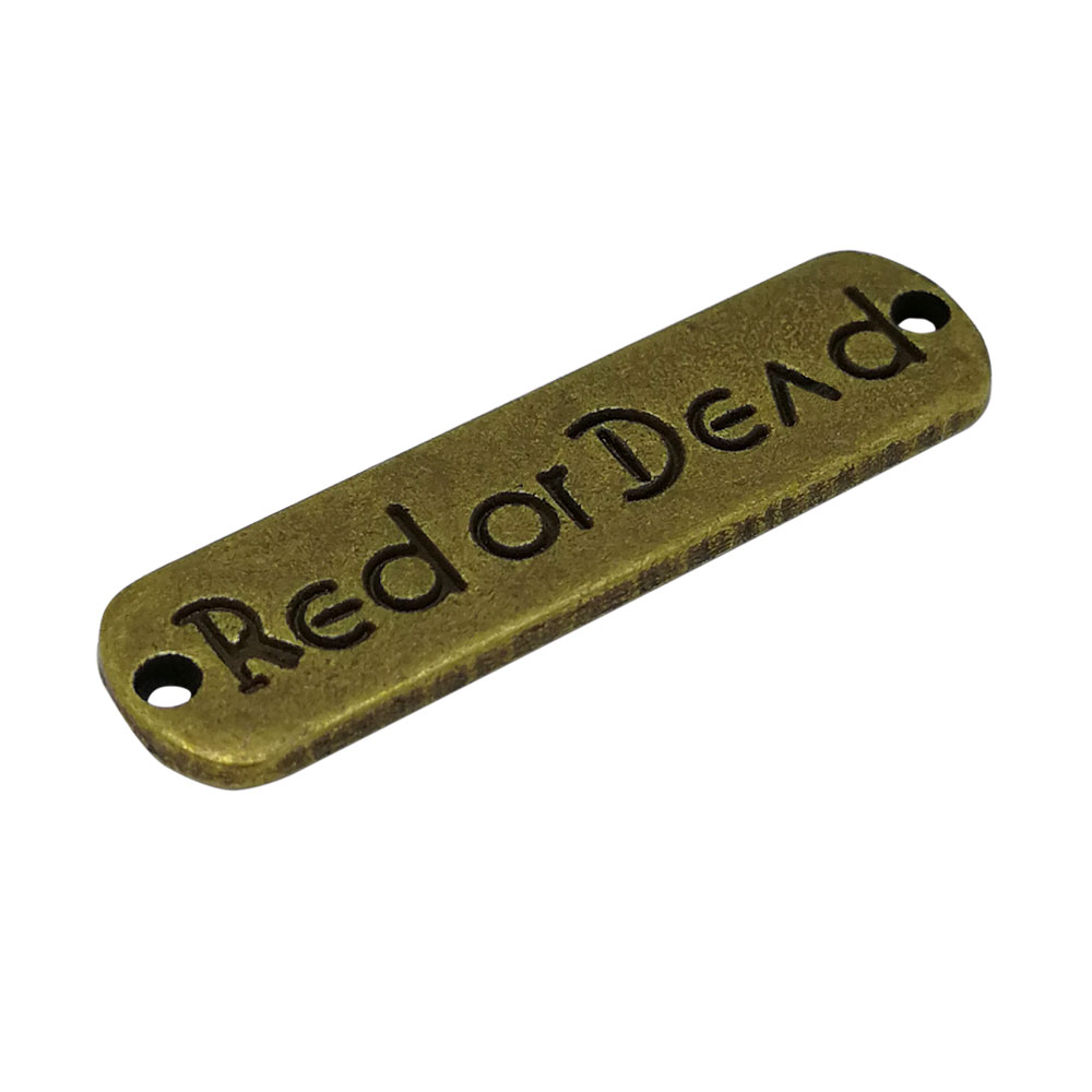 red or 3d metal etiket