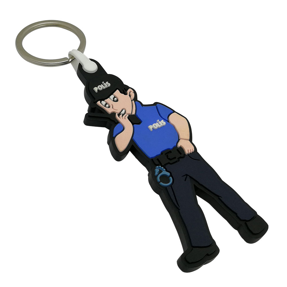 PPA04 Man Police Pvc Rubber Keychain