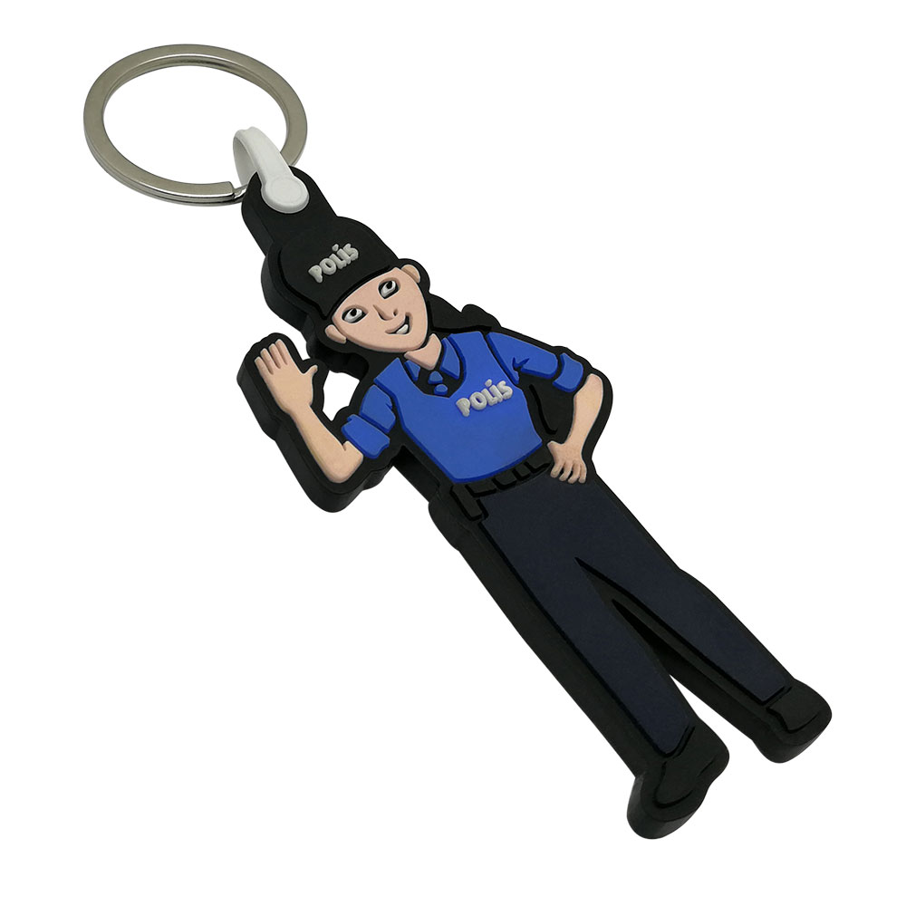 PPA04 Women Police Pvc Rubber Keychain