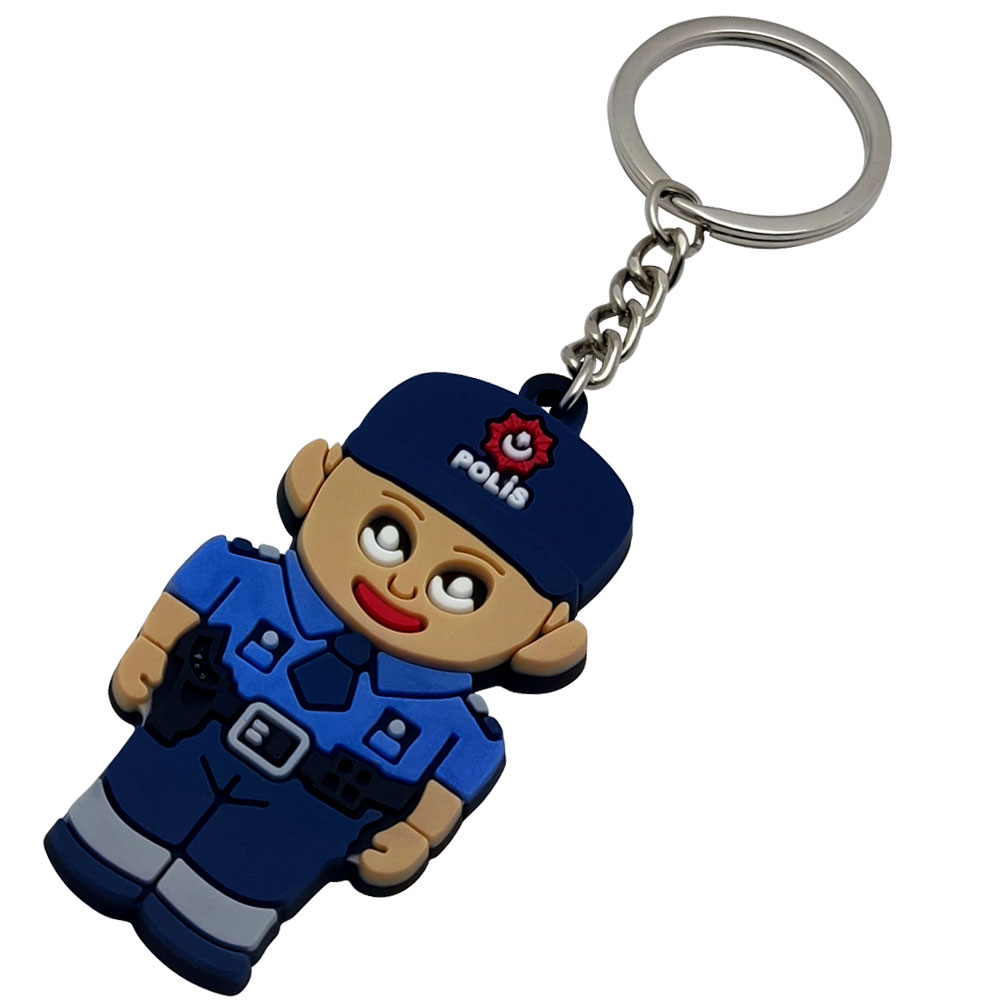 PPA01 Man Police Pvc Rubber Keychain