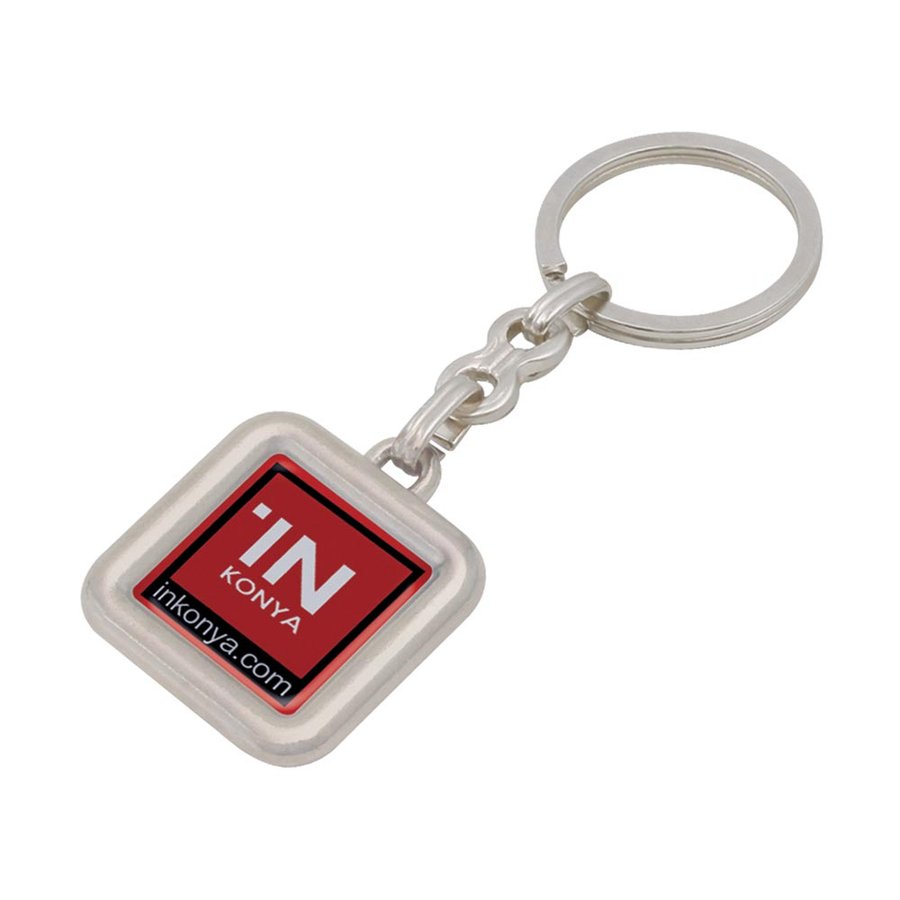 Metal promotional keychain with doming